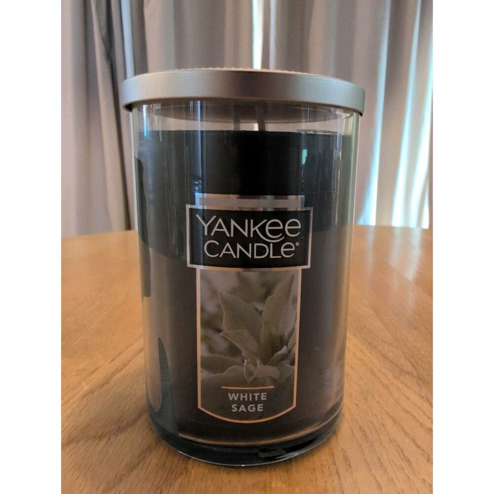 Yankee Candle White Sage Scented 22 oz Large Tumbler Jar Double Wick Retired NEW